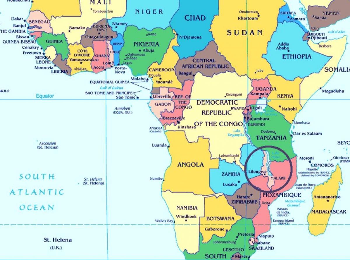 Malawi ország világ térkép