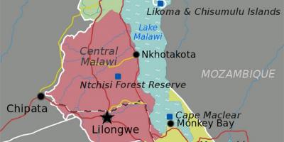 Térkép a Malawi-tó afrika