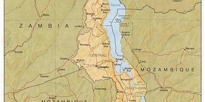 A Malawi-tó a térképen