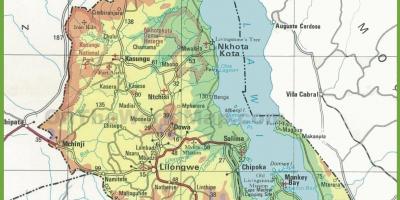 Térkép fizikai térkép Malawi