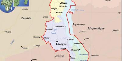 Térkép Malawi politikai