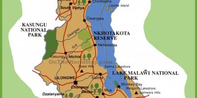 Térkép Malawi, valamint a környező országokban